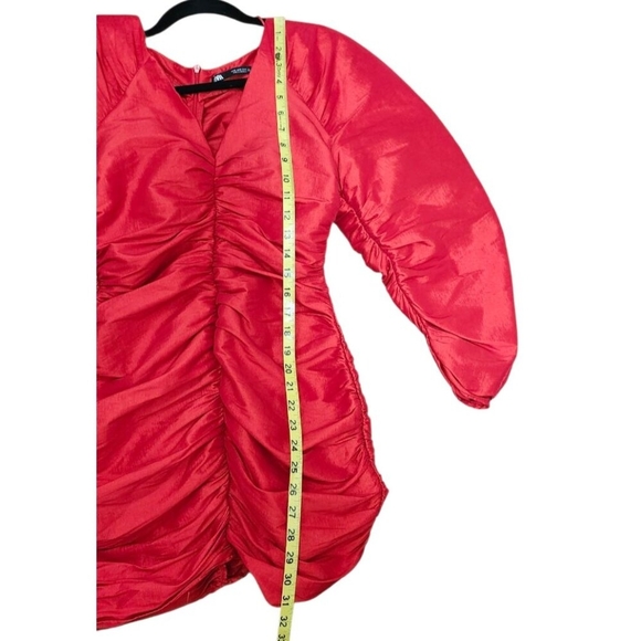 Rare Zara Red Draped Mini Dress. Size S - Picture 12 of 15